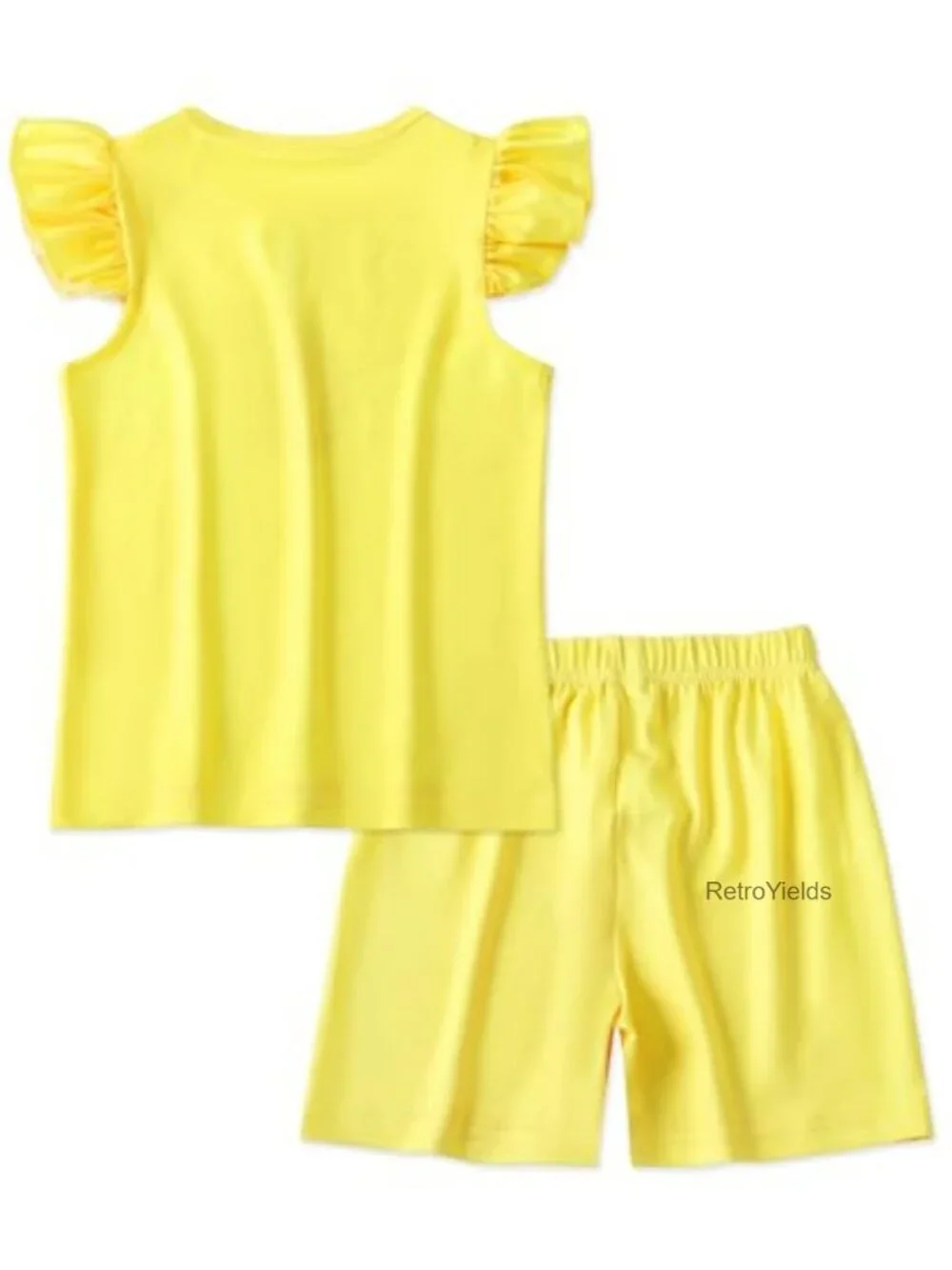 2PC Girls Pajama Set Milk Silk & Spandex Flutter Sleeve Sleepwear